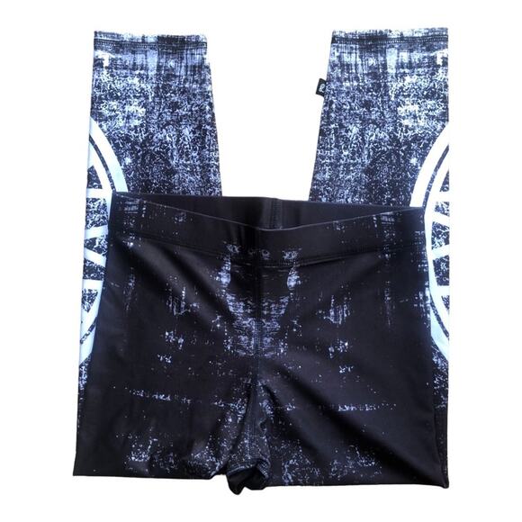 TEREZ SOUL CYCLE Printed Performance Capri Legging Black White Wheel SM - Picture 8 of 14